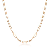 Elongated Oval Link Chain Necklace – Flat Rectangular Paperclip Style - Heon Jewelry