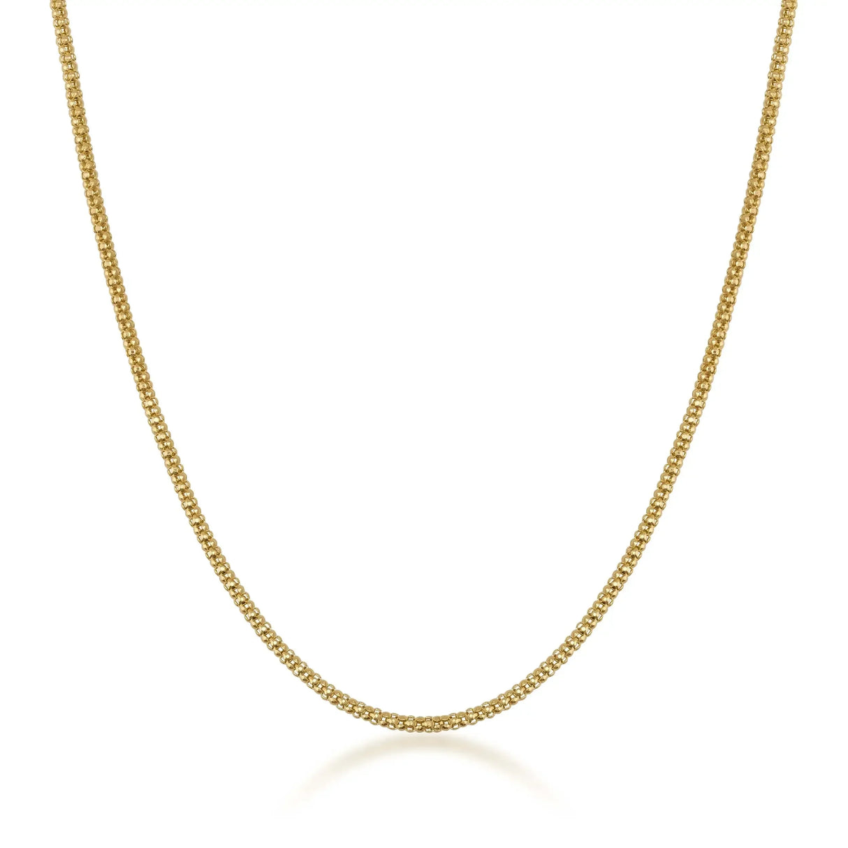 14K Solid Gold Popcorn Chain Necklace – Concave Dome Links - Heon Jewelry