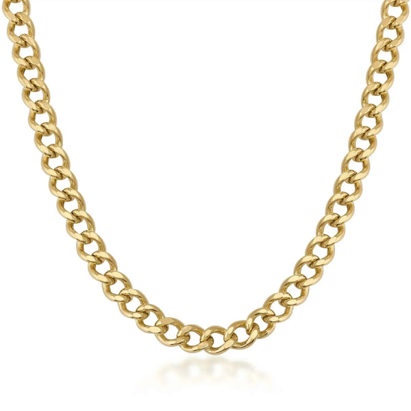 Miami-Cuban-Kette aus 585er Gelbgold auf weißem Hintergrund