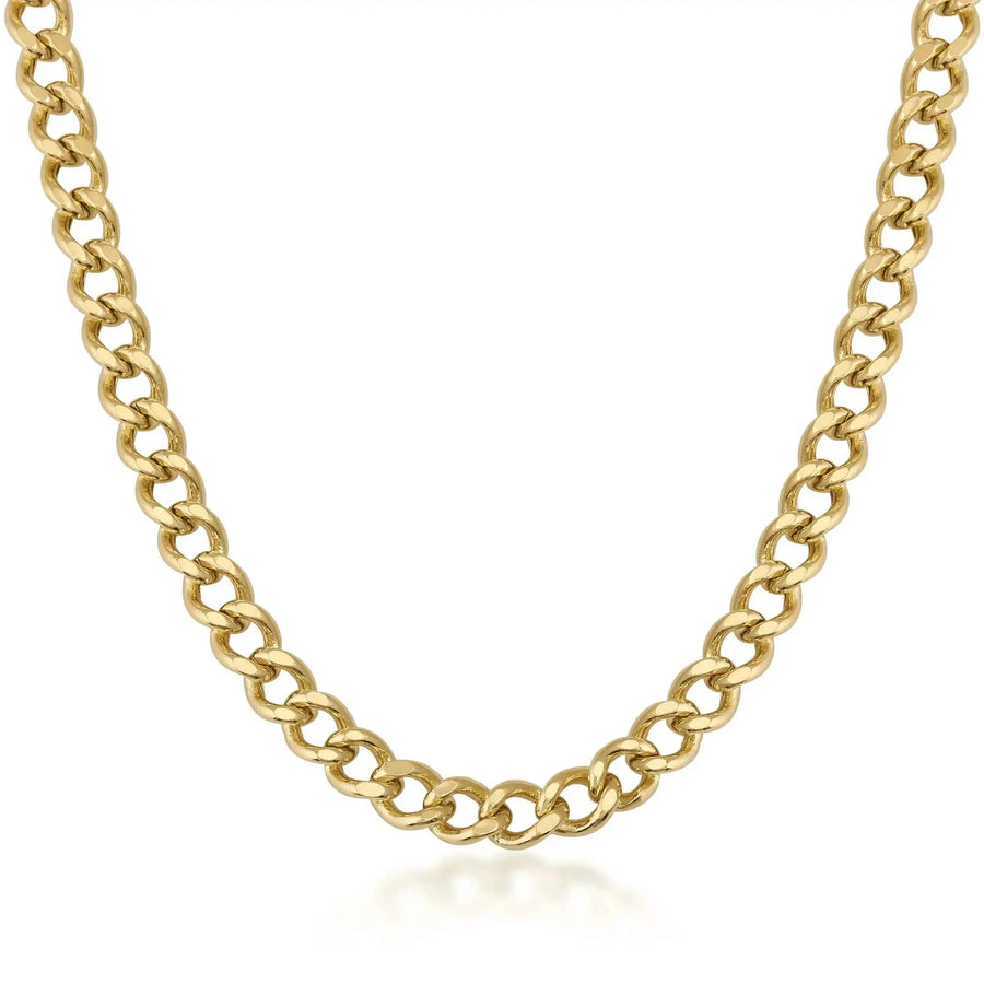 Collana a catena Miami Cuban in oro giallo 14kt su sfondo bianco