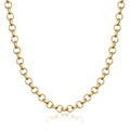 Chaîne maille rolo en or jaune 14 carats à maillons ronds sur fond blanc