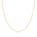 Chaîne maille forçat taille diamant en or jaune 14 carats sur fond blanc
