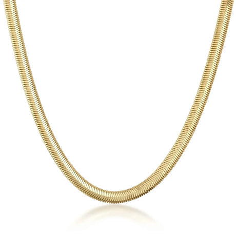 Herringbone Snake Chain Necklace – Flat, Sleek & Flexible Design