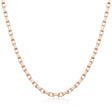Collana a catena paperclip piatta in oro rosa 14kt su sfondo bianco