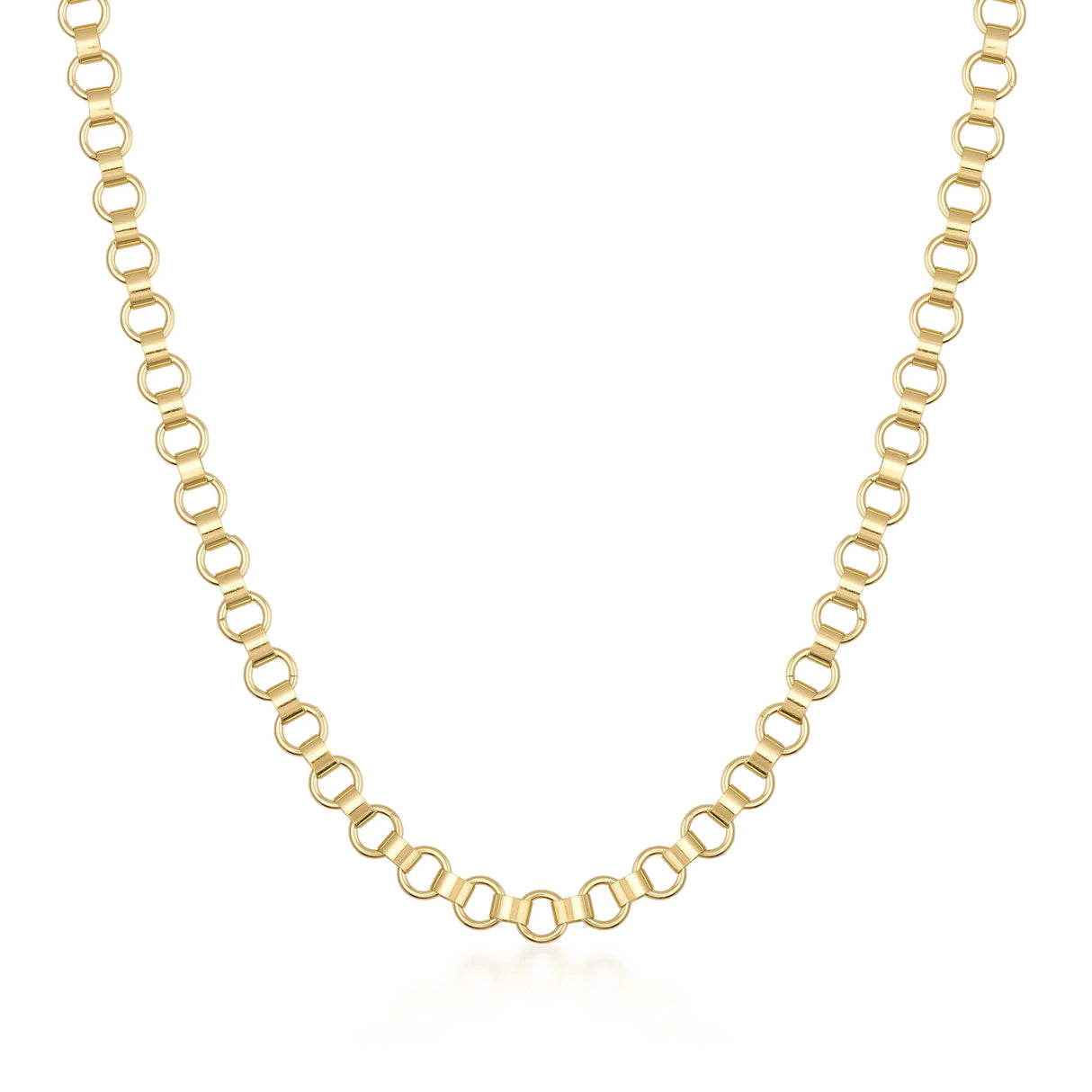 Soft Edge Box - Rounded Rectangle Link Gold Chain Necklace - Heon Jewelry