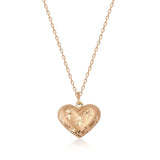 3D Puffed Heart Pendant Necklace with Star Engraving - Heon Jewelry