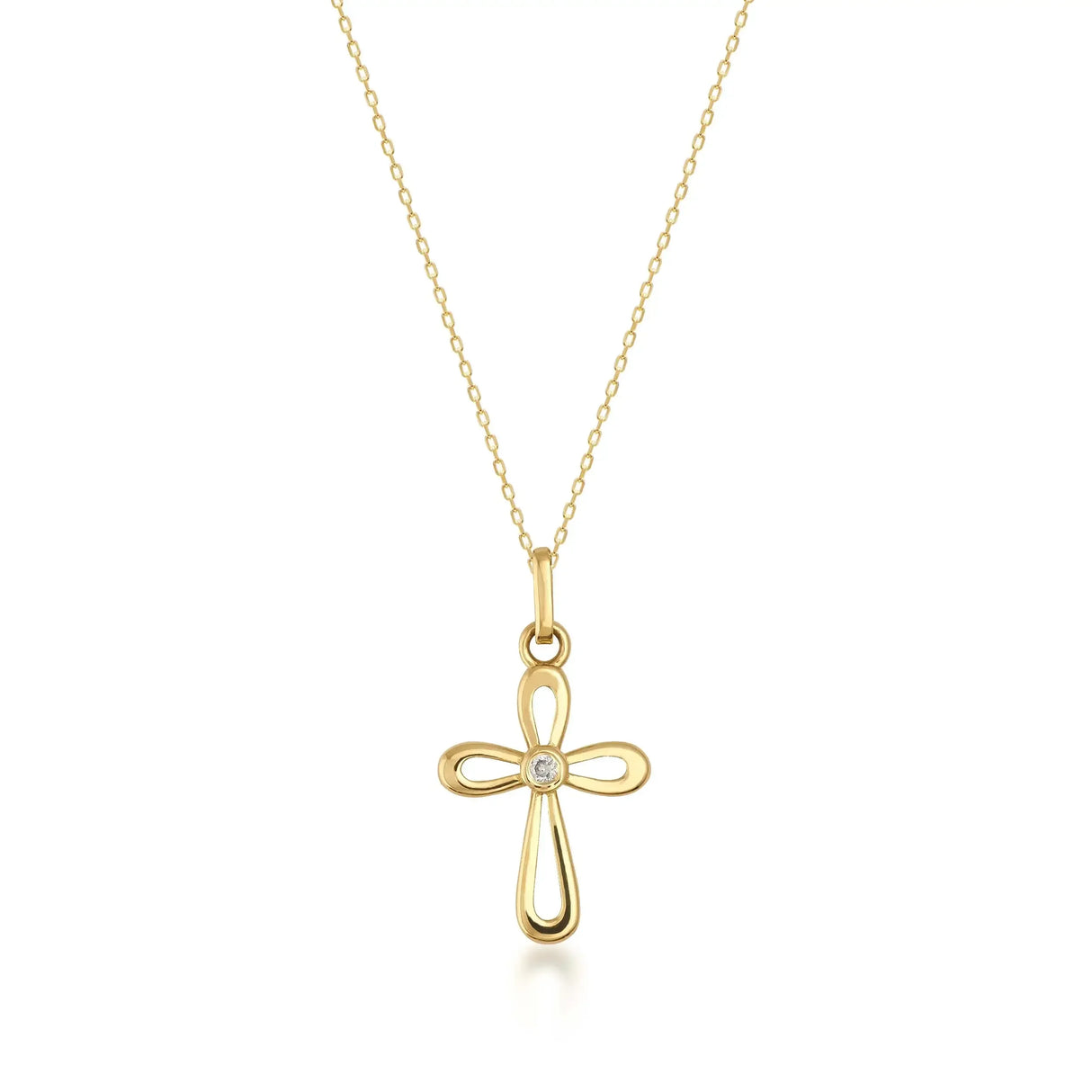 Open Cross Pendant Necklace – Dainty Faith Jewelry, 4-Loop Teardrop Design - Heon Jewelry