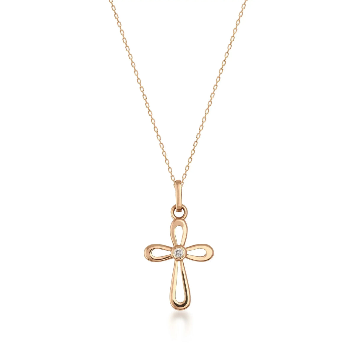 Open Cross Pendant Necklace – Dainty Faith Jewelry, 4-Loop Teardrop Design - Heon Jewelry