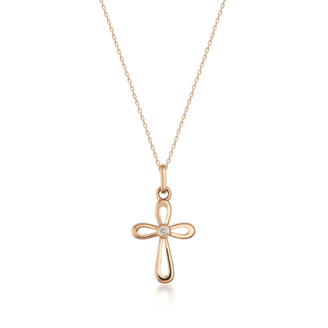 Open Cross Pendant Necklace – Dainty Faith Jewelry, 4-Loop Teardrop Design - Heon Jewelry