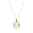 Collier pendentif arbre de vie bicolore en or jaune et or blanc 14 carats sur fond blanc