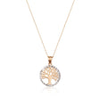 Collier pendentif arbre de vie bicolore en or rose et or blanc 14 carats sur fond blanc