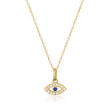 Evil Eye Sapphire Necklace – Protection Charm, Blue Eye Pendant - Heon Jewelry