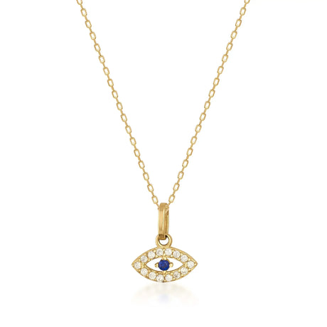 Evil Eye Sapphire Necklace – Protection Charm, Blue Eye Pendant - Heon Jewelry