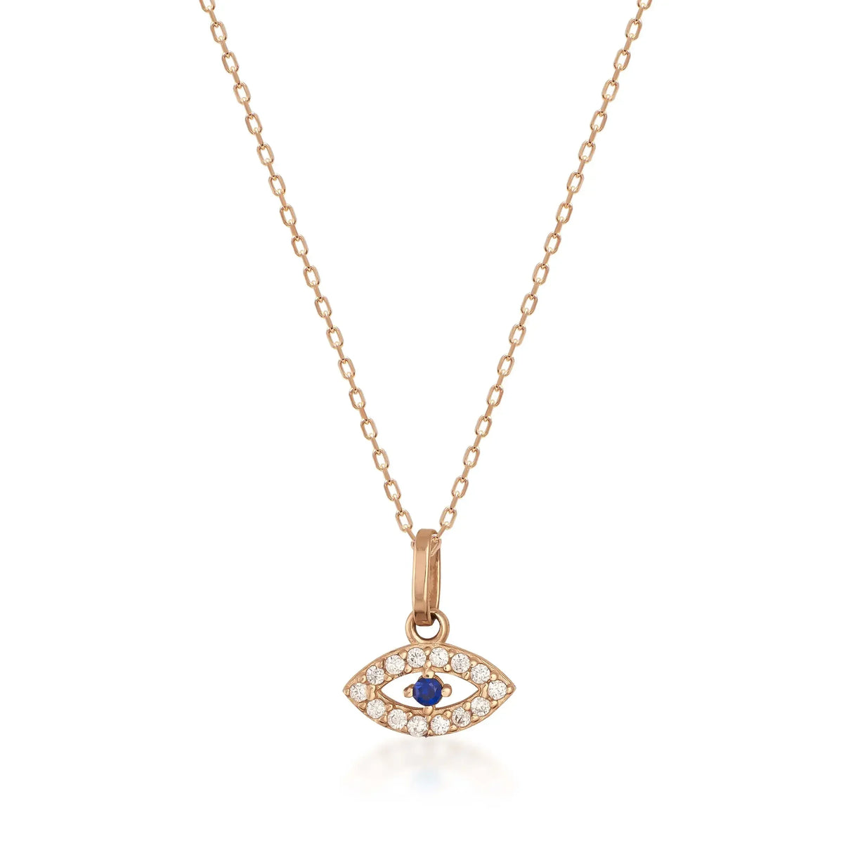Evil Eye Sapphire Necklace – Protection Charm, Blue Eye Pendant - Heon Jewelry