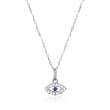 Evil Eye Sapphire Necklace – Protection Charm, Blue Eye Pendant - Heon Jewelry