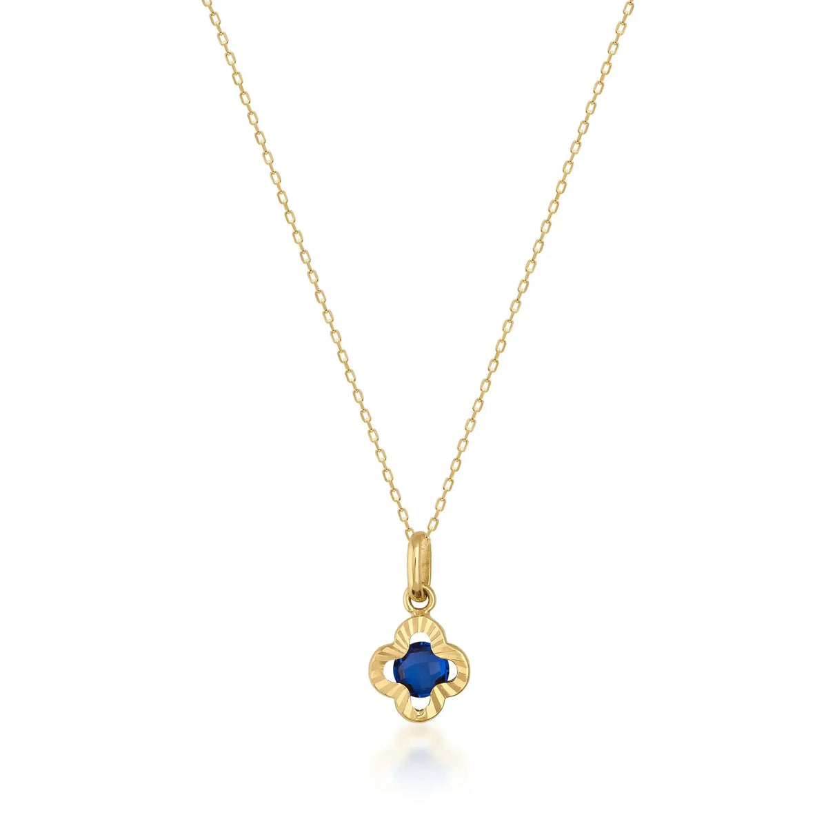 Sapphire Clover Necklace – Lucky Four-Leaf Blue Pendant - Heon Jewelry
