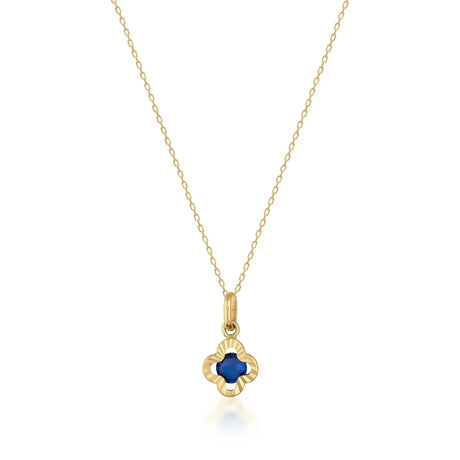 Sapphire Clover Necklace – Lucky Four-Leaf Blue Pendant - Heon Jewelry