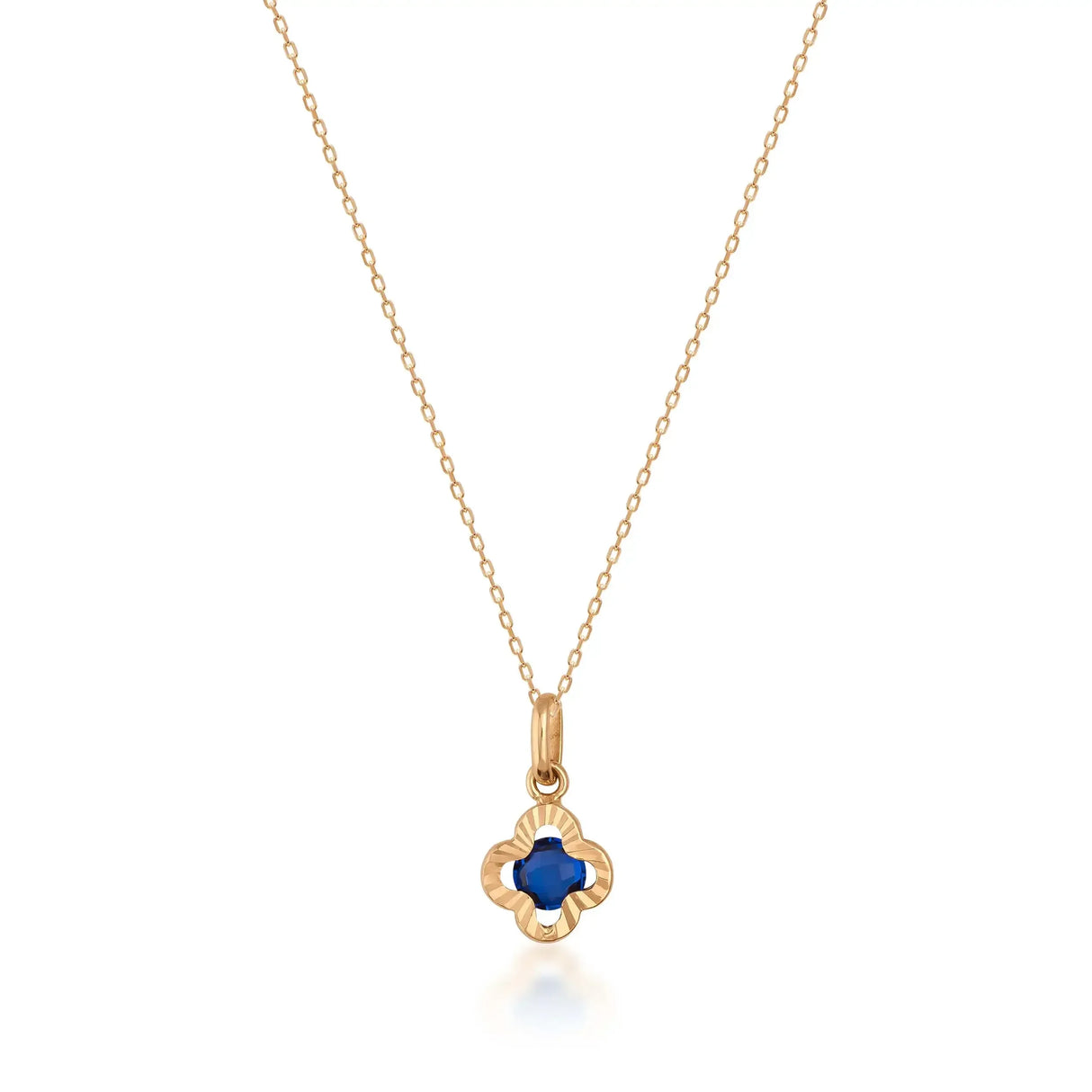 Sapphire Clover Necklace – Lucky Four-Leaf Blue Pendant - Heon Jewelry