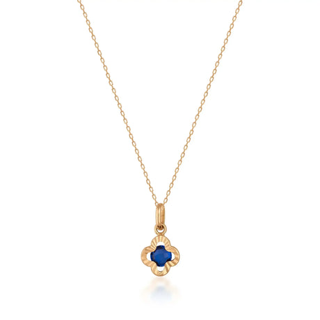 Sapphire Clover Necklace – Lucky Four-Leaf Blue Pendant - Heon Jewelry