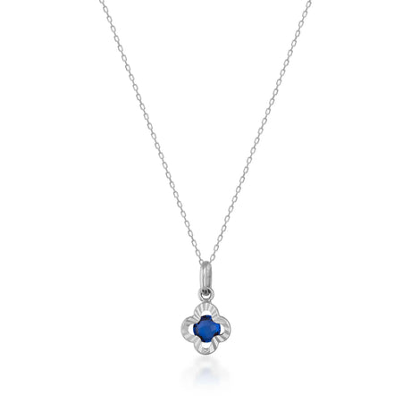 Sapphire Clover Necklace – Lucky Four-Leaf Blue Pendant - Heon Jewelry