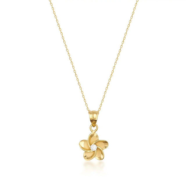 Collier plumeria en or 14 carats en or 14 carats