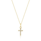 Minimalist Cross Necklace – Dainty Gold Faith Pendant with CZ Stones - Heon Jewelry
