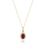 July Birthstone – Ruby Halo Pendant Necklace - Heon Jewelry