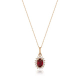 July Birthstone – Ruby Halo Pendant Necklace - Heon Jewelry