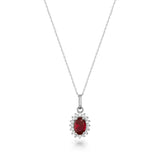 July Birthstone – Ruby Halo Pendant Necklace - Heon Jewelry