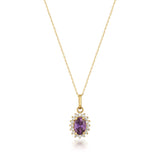 February Birthstone – Amethsyt Halo Pendant Necklace - Heon Jewelry