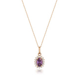 February Birthstone – Amethsyt Halo Pendant Necklace - Heon Jewelry