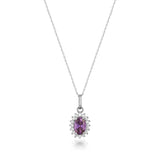 February Birthstone – Amethsyt Halo Pendant Necklace - Heon Jewelry