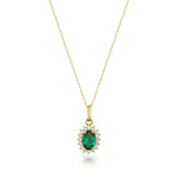 May Birthstone – Emerald Halo Pendant Necklace - Heon Jewelry