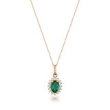 May Birthstone – Emerald Halo Pendant Necklace - Heon Jewelry