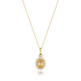 November Birthstone – Citrine Halo Pendant Necklace - Heon Jewelry
