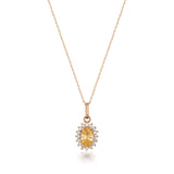 November Birthstone – Citrine Halo Pendant Necklace - Heon Jewelry
