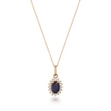 September Birthstone – Sapphire Halo Pendant Necklace - Heon Jewelry