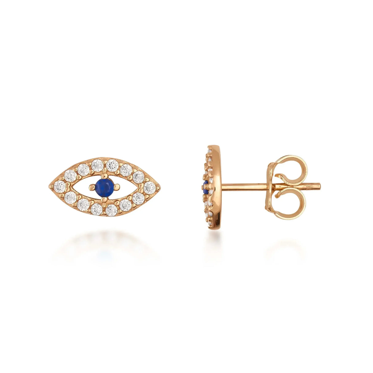 Evil Eye Lab-Grown Sapphire Stud Earrings - Heon Jewelry
