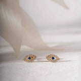 Evil Eye Lab-Grown Sapphire Stud Earrings