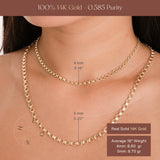 Soft Edge Box - Rounded Rectangle Link Gold Chain Necklace - Heon Jewelry