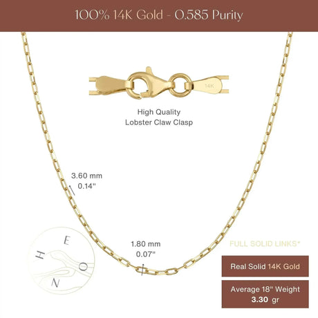 Elongated Paperclip Chain Necklace – 1.80mm Narrow Oval Links