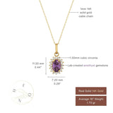 February Birthstone – Amethsyt Halo Pendant Necklace