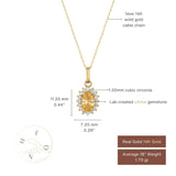 November Birthstone – Citrine Halo Pendant Necklace