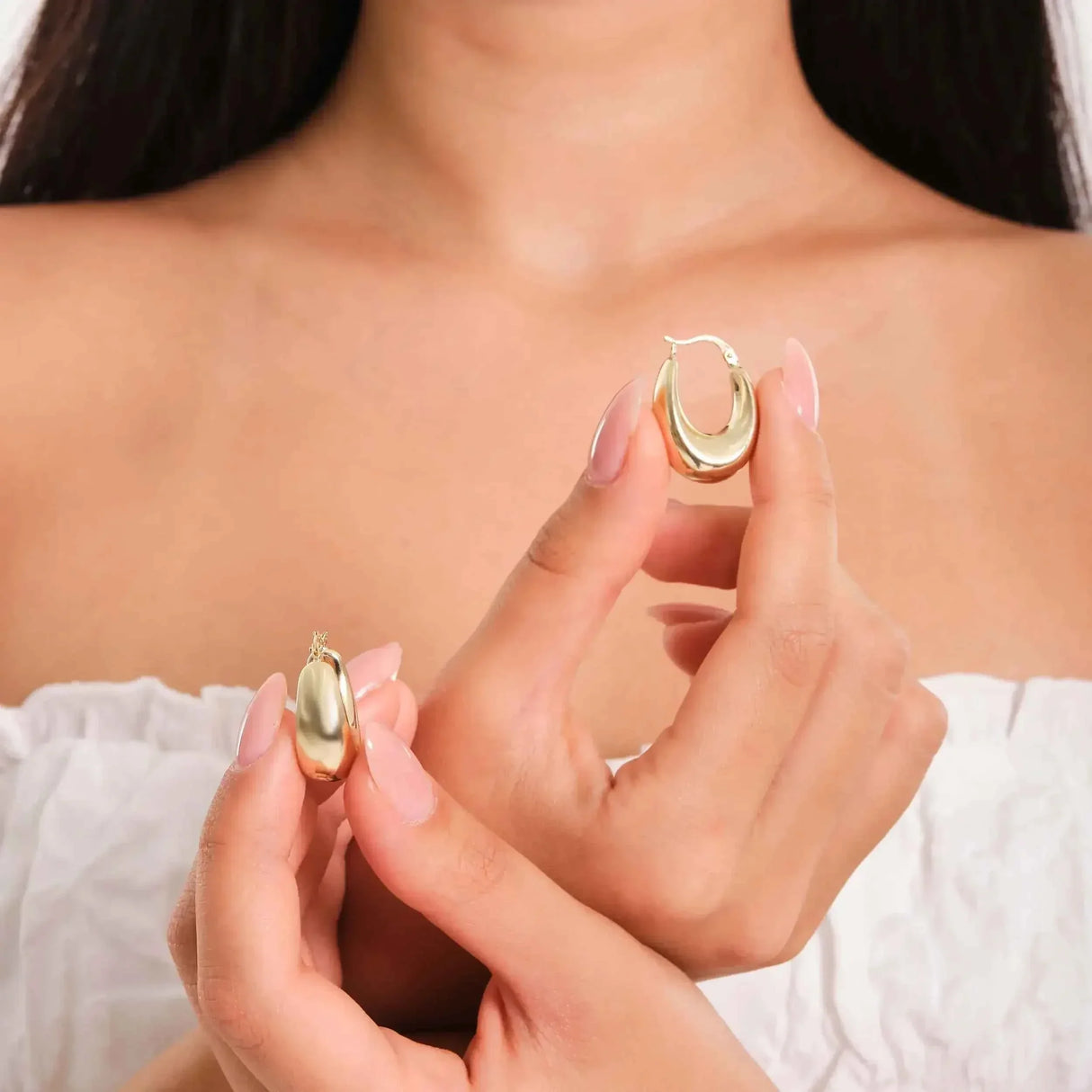 Bold Teardrop Hoop Earrings – High Polish Lightweight Statement Hoops