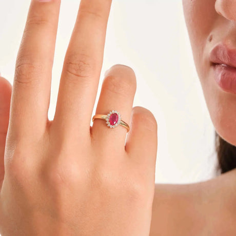 Ruby Birthstone Ring – July Birthstone Halo Ring