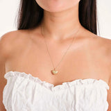 3D Puffed Heart Pendant Necklace with Star Engraving