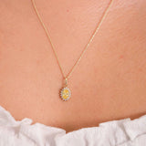 November Birthstone – Citrine Halo Pendant Necklace