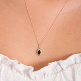 September Birthstone – Sapphire Halo Pendant Necklace