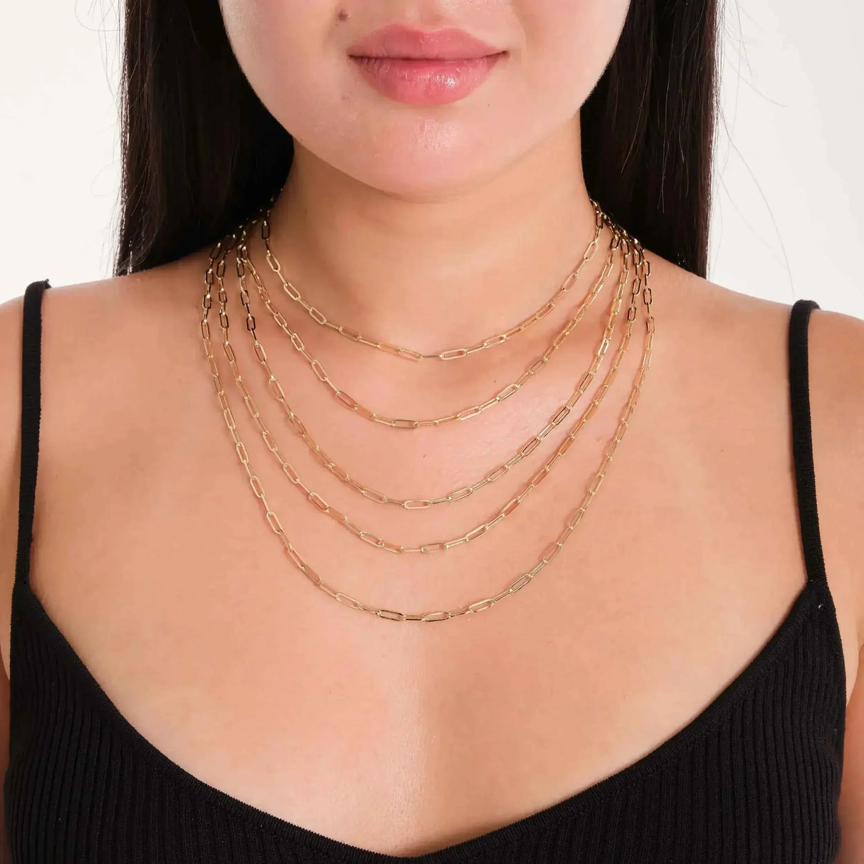 Elongated Oval Link Chain Necklace – Flat Rectangular Paperclip Style