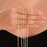 Elongated Oval Link Chain Necklace – Flat Rectangular Paperclip Style